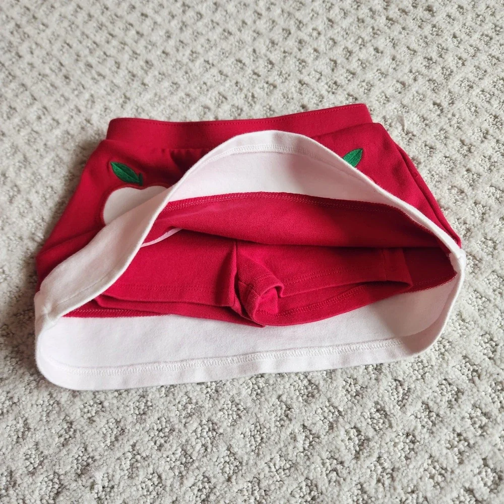 Toddler Girls Red Apple Applique Skort‎ Pull On Shorts Skirt Size 2T NWOT